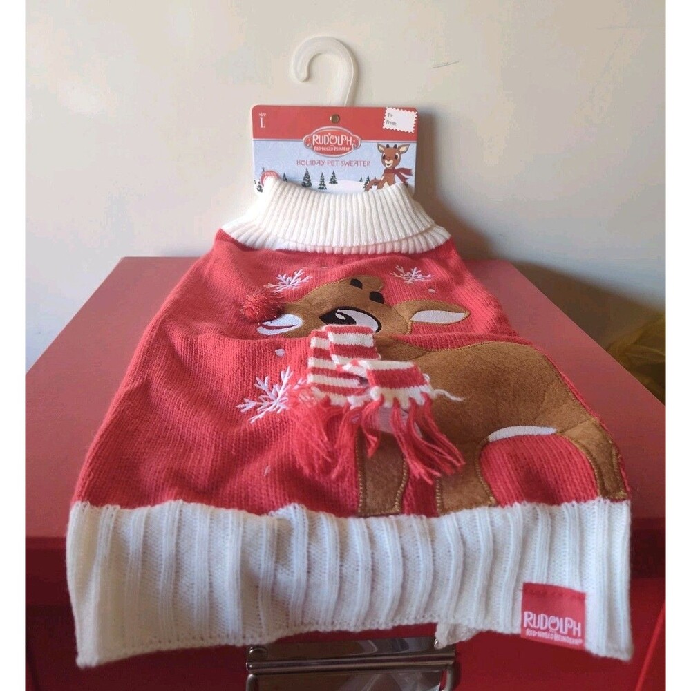 Large Rudolph the Red Nosed Reindeer Holiday Dog Sweater Pet (B)